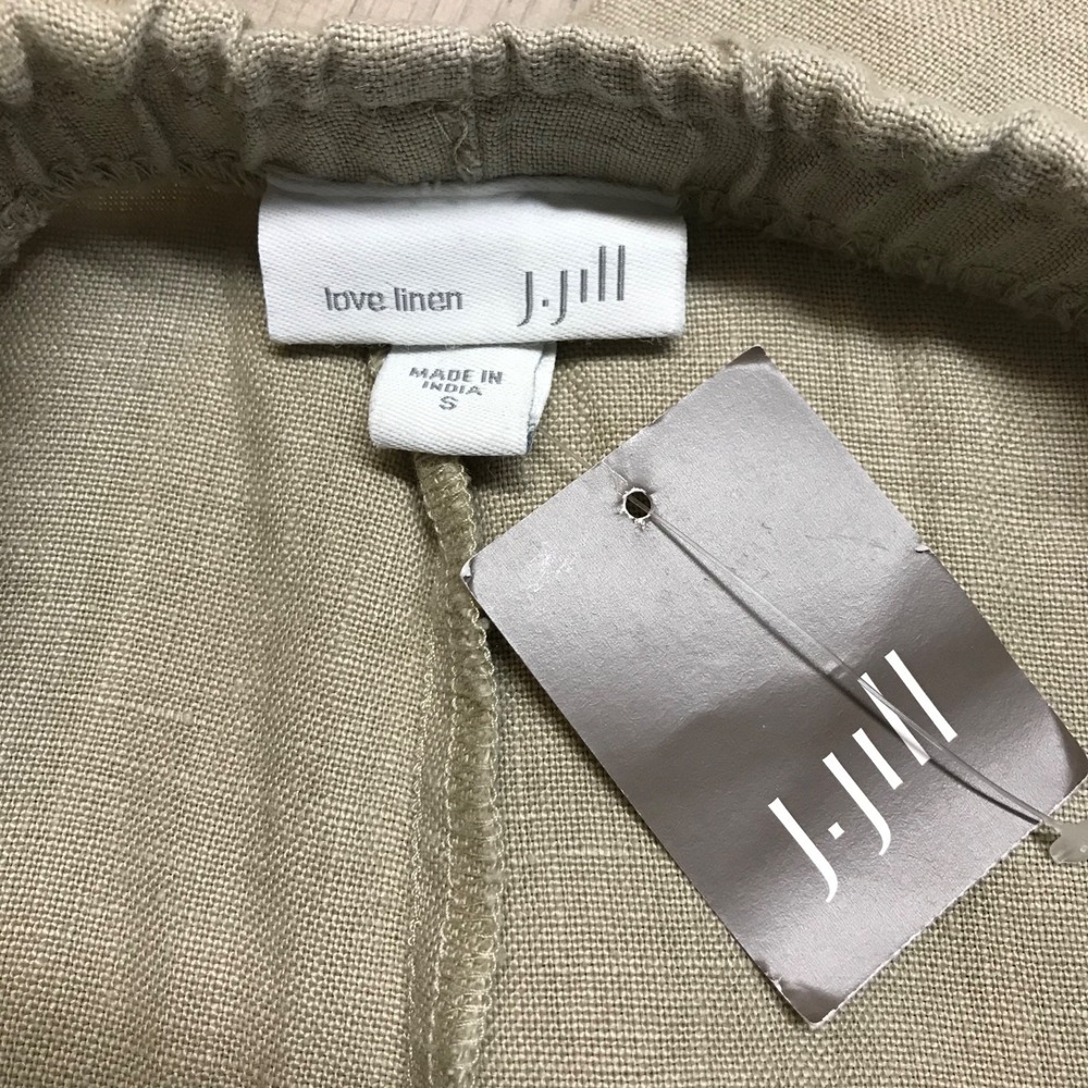 J. Jill Pants Love Linen Womens Size S Beige Pull On Elastic Beach Old Money NEW - Picture 4 of 11